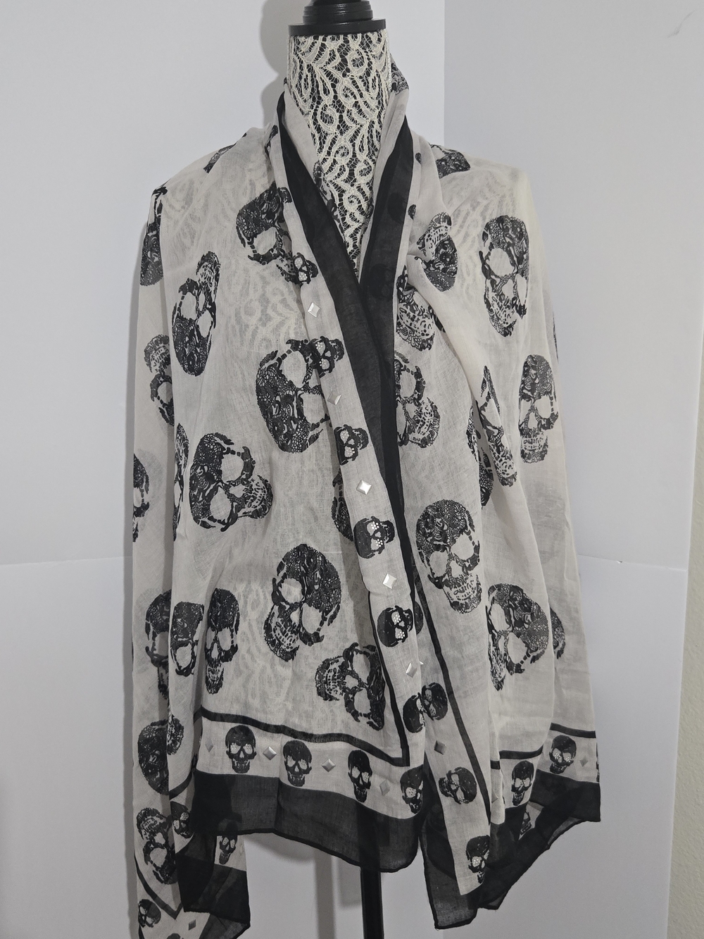 Lane Bryant Black and White Skull Accent Scarf - Picture 4 of 8